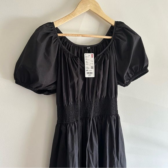 Uniqlo Black Volume Midi Dress Rushed - Picture 4 of 8